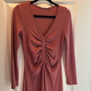 All In Favor - Dusty Rose, Rouged, Midi Length, Sweater Dress - Medium